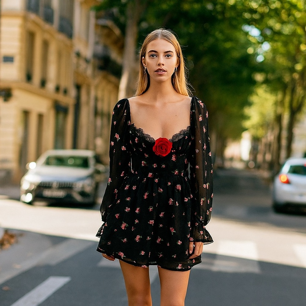 For love and lemons wren floral embroidered long sleeves dress Sep sale
